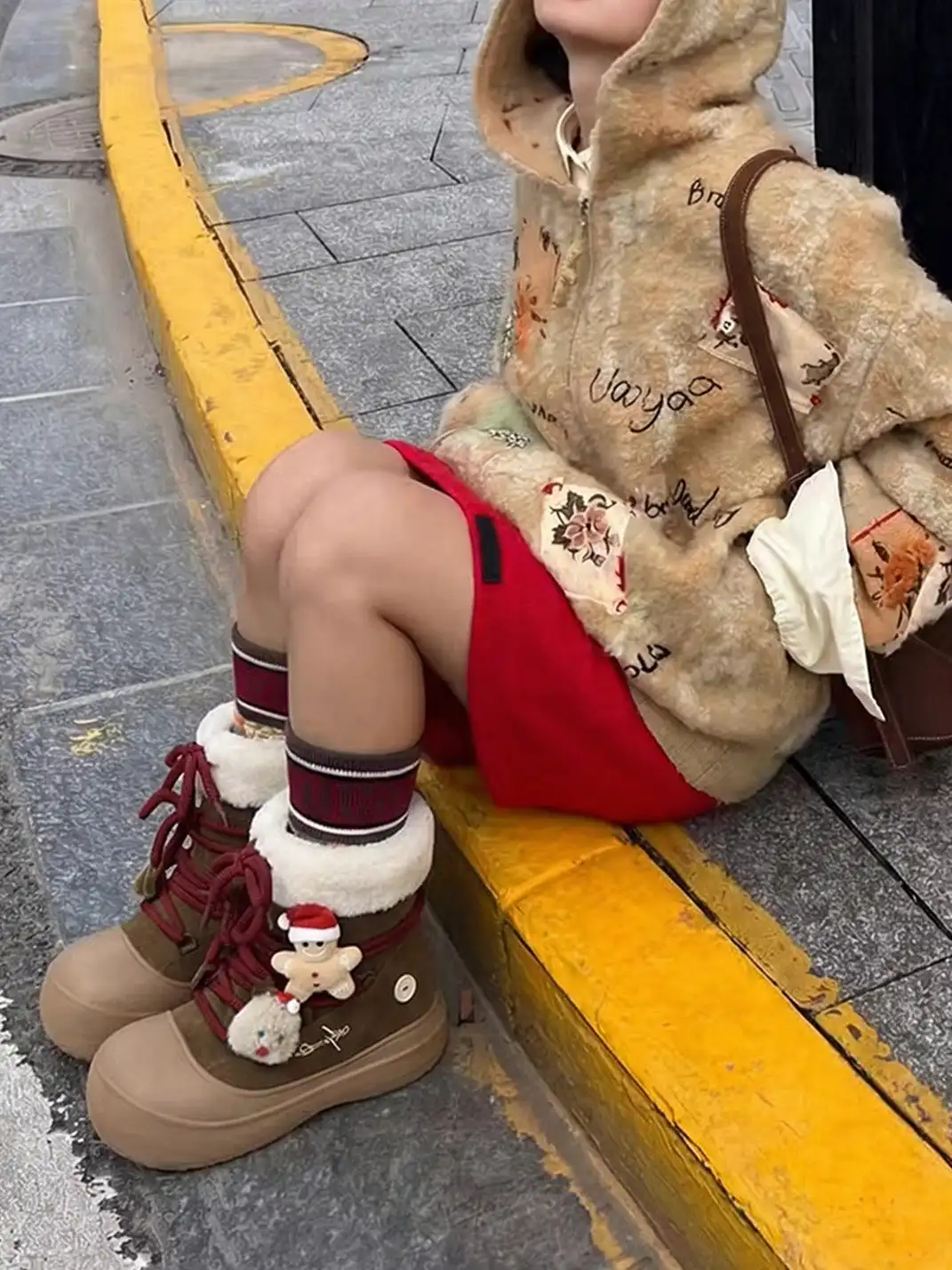KILLWINNER丨Short Fur Long Tube Snow Boots Christmas Edition