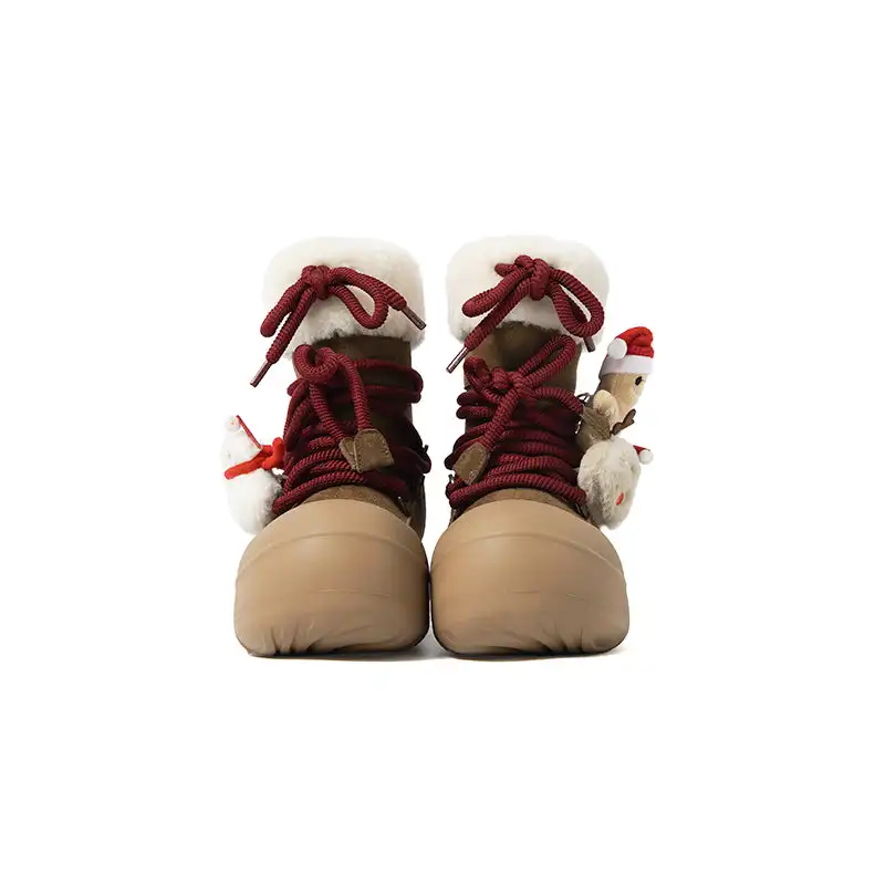 KILLWINNER丨Short Fur Long Tube Snow Boots Christmas Edition