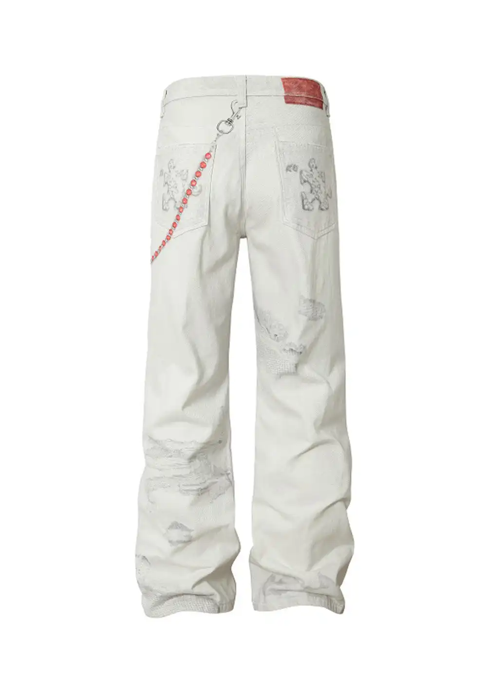 YADcrew丨Chain Embossed Printed Jeans American Street