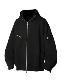 RELABEL丨Triple Zipper Detachable Crop Patchwork Multi-Wear Zip Sweatshirt