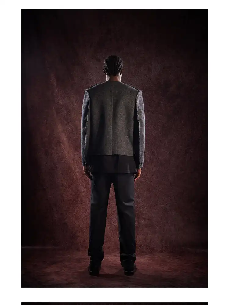 Classic Gray Superfine Wool Heavyweight Rose Bloodline Cropped Jacket
