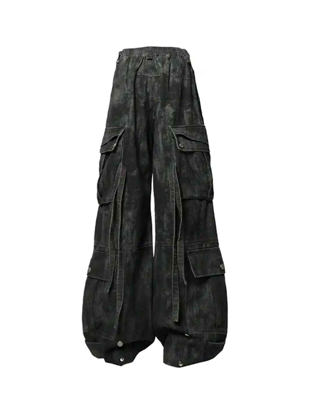 RELABEL丨Washed Multi-Pocket Gunmetal Pants