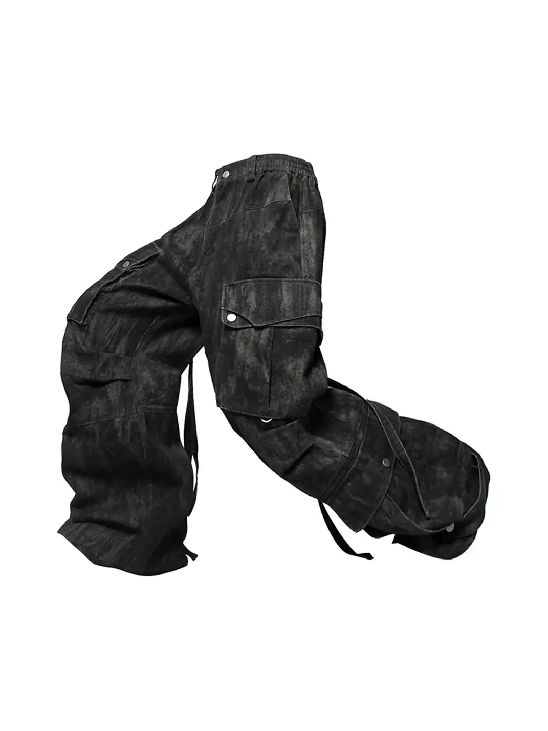 RELABEL丨Washed Multi-Pocket Gunmetal Pants
