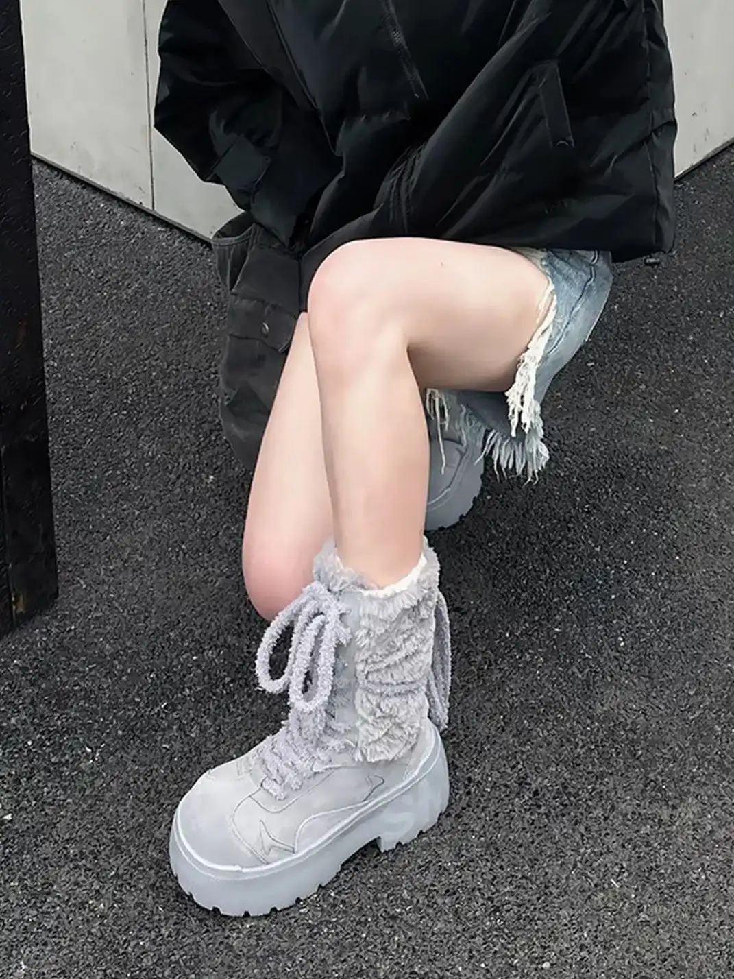 SMILEY丨Tall Snow Boots-Gray