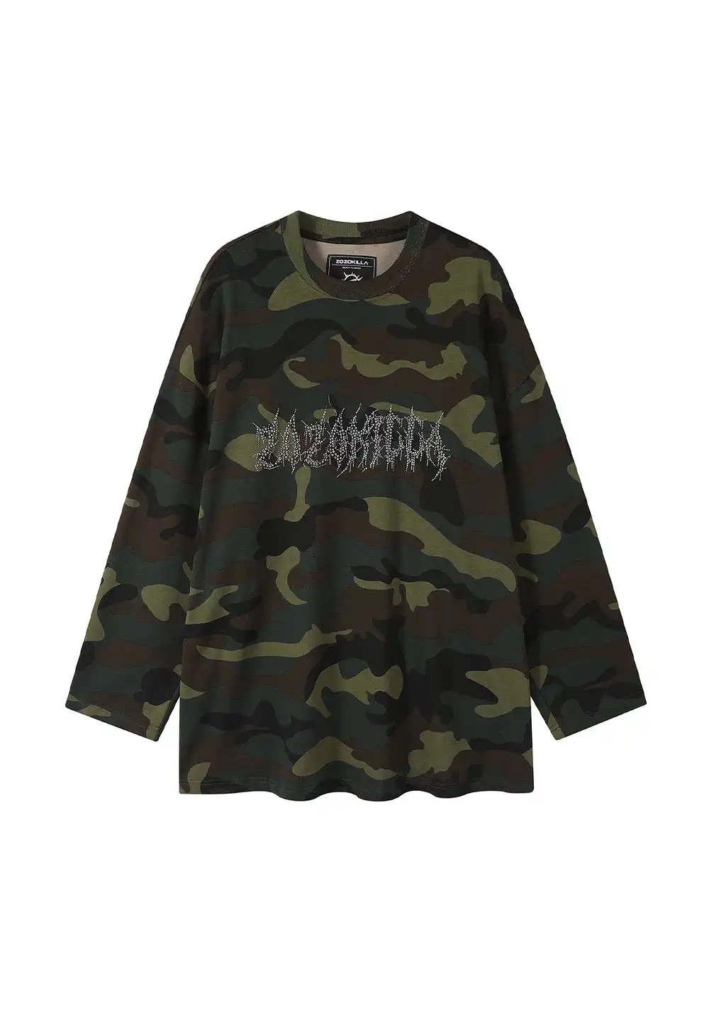 ZOZOKILLA Camouflage Long sleeved Tshirt/Sweatshirt with Hot Fix Rhinestone LOGO
