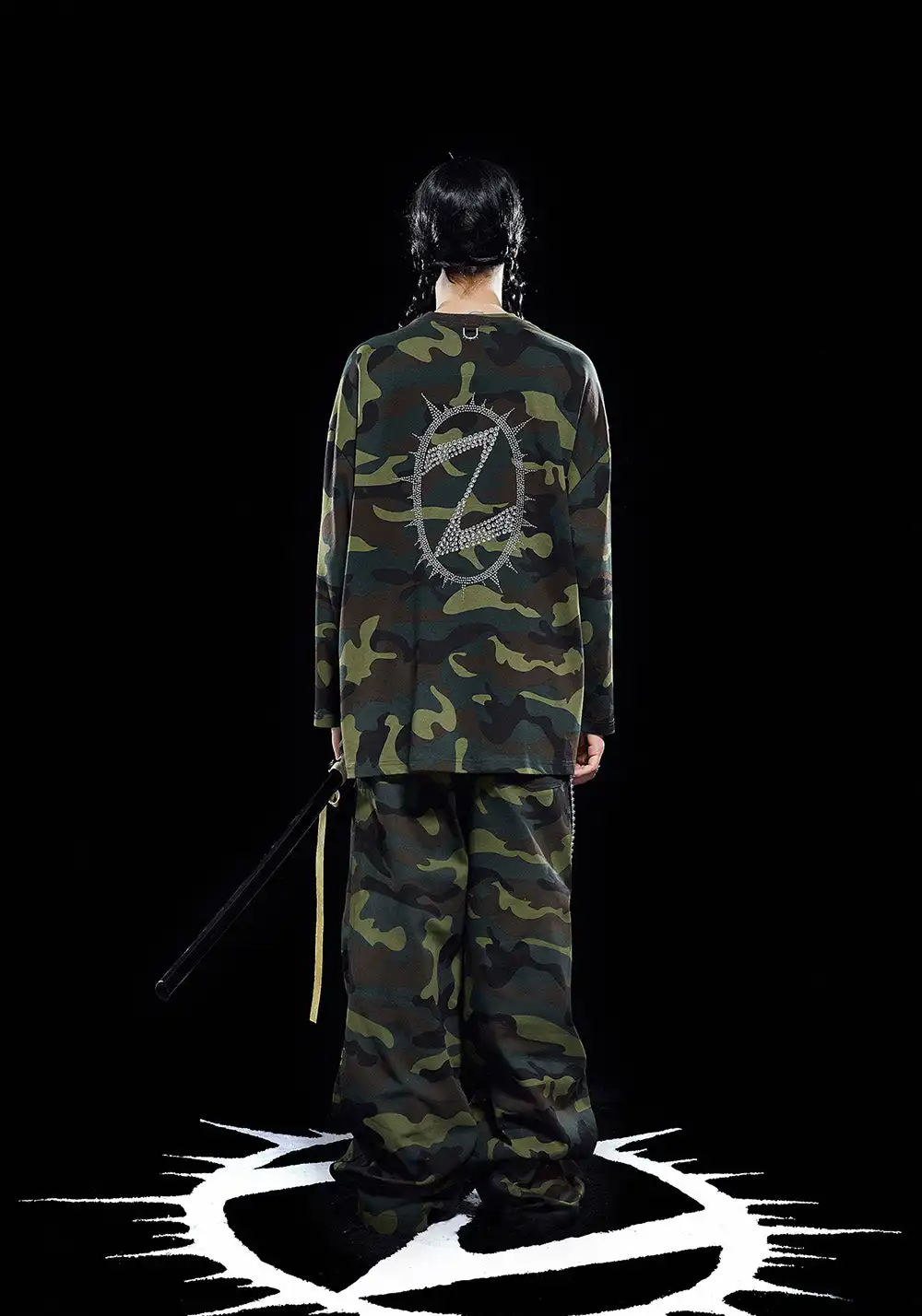 ZOZOKILLA Camouflage Long sleeved Tshirt/Sweatshirt with Hot Fix Rhinestone LOGO