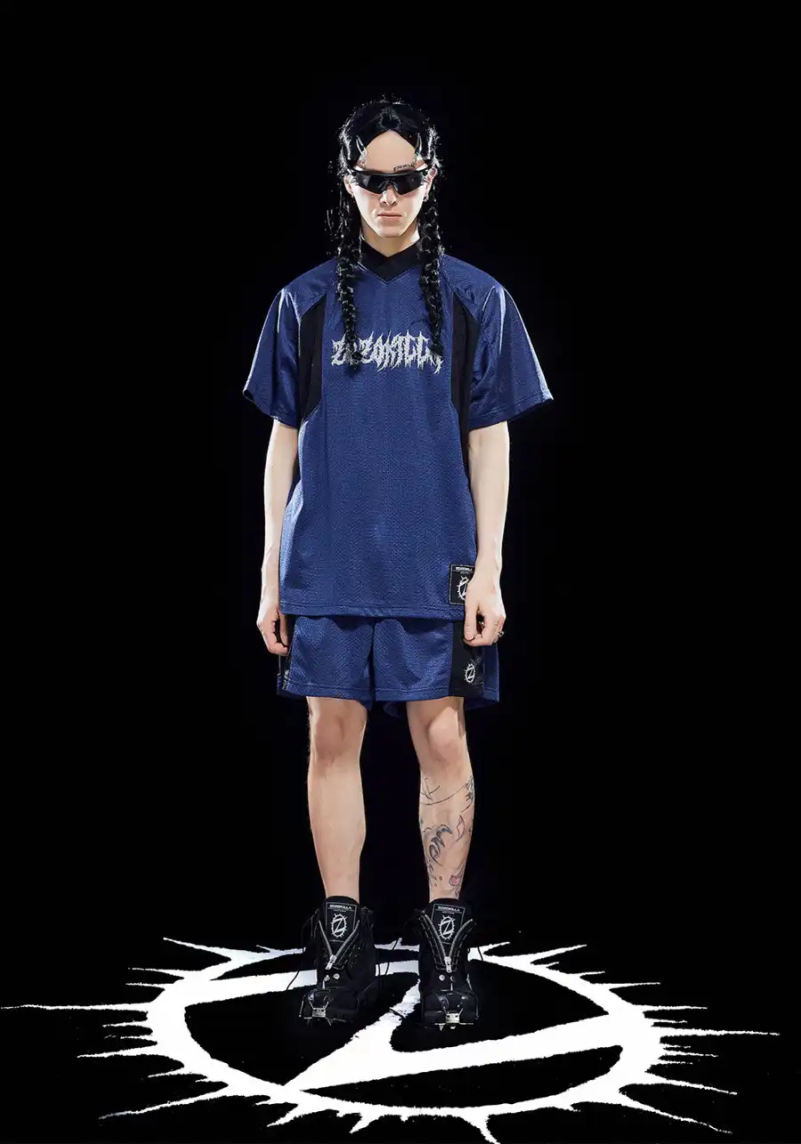 ZOZOKILLA Dark Blue Mesh Sports Jersey T - shirt - 2