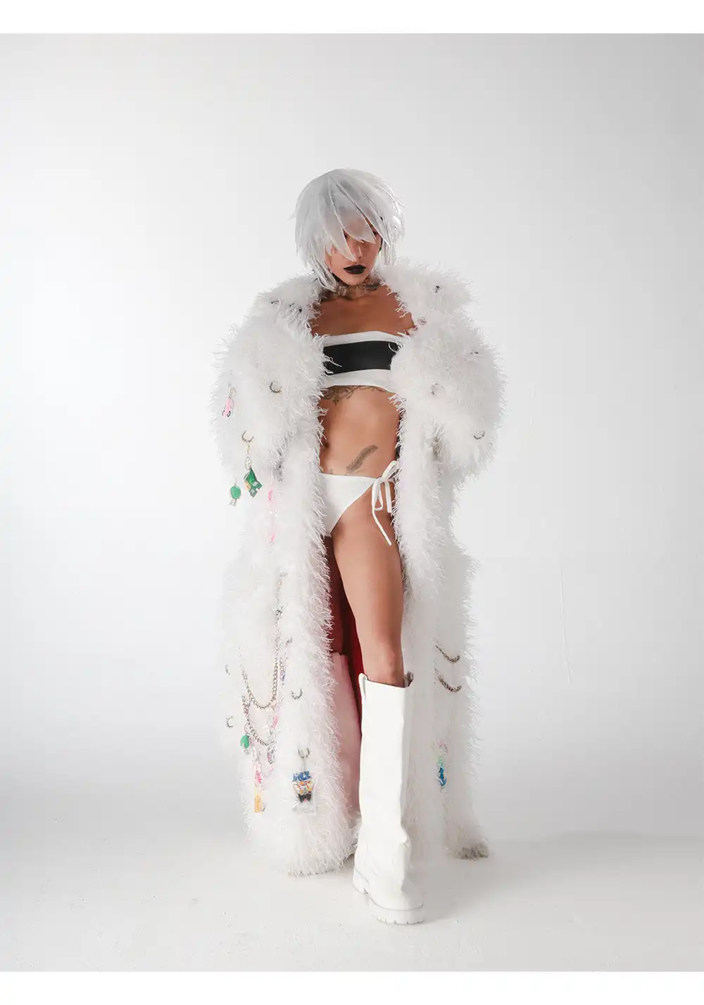 Handmade Pendant Fur Bathrobe Coat