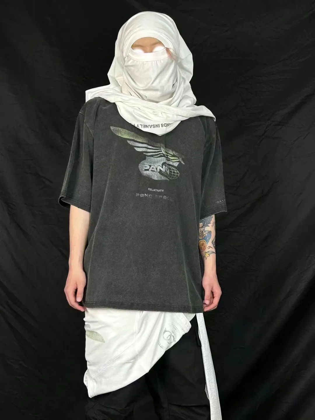PANQ 2024SS |RELATIVITY| DOUBLE LAYERED NECK ｜CROSS LOGO TEE丨T-SHIRT