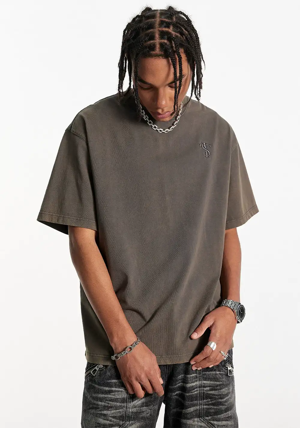 Patch Short Sleeve Crew Neck T-Shirt
