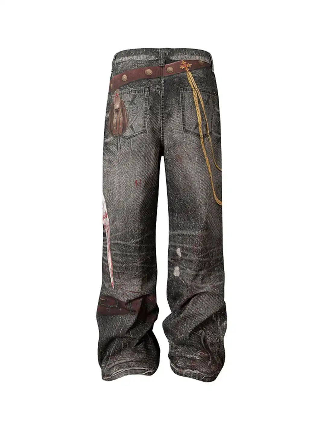 YADcrew丨Bloodbath Knight Sword Printed Jeans