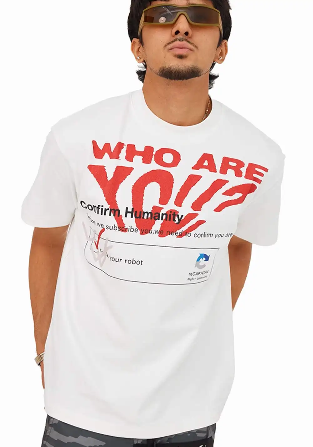 Night Lab 丨"Who R U Fuk Your Robotman" Human Verification T-Shirt.
