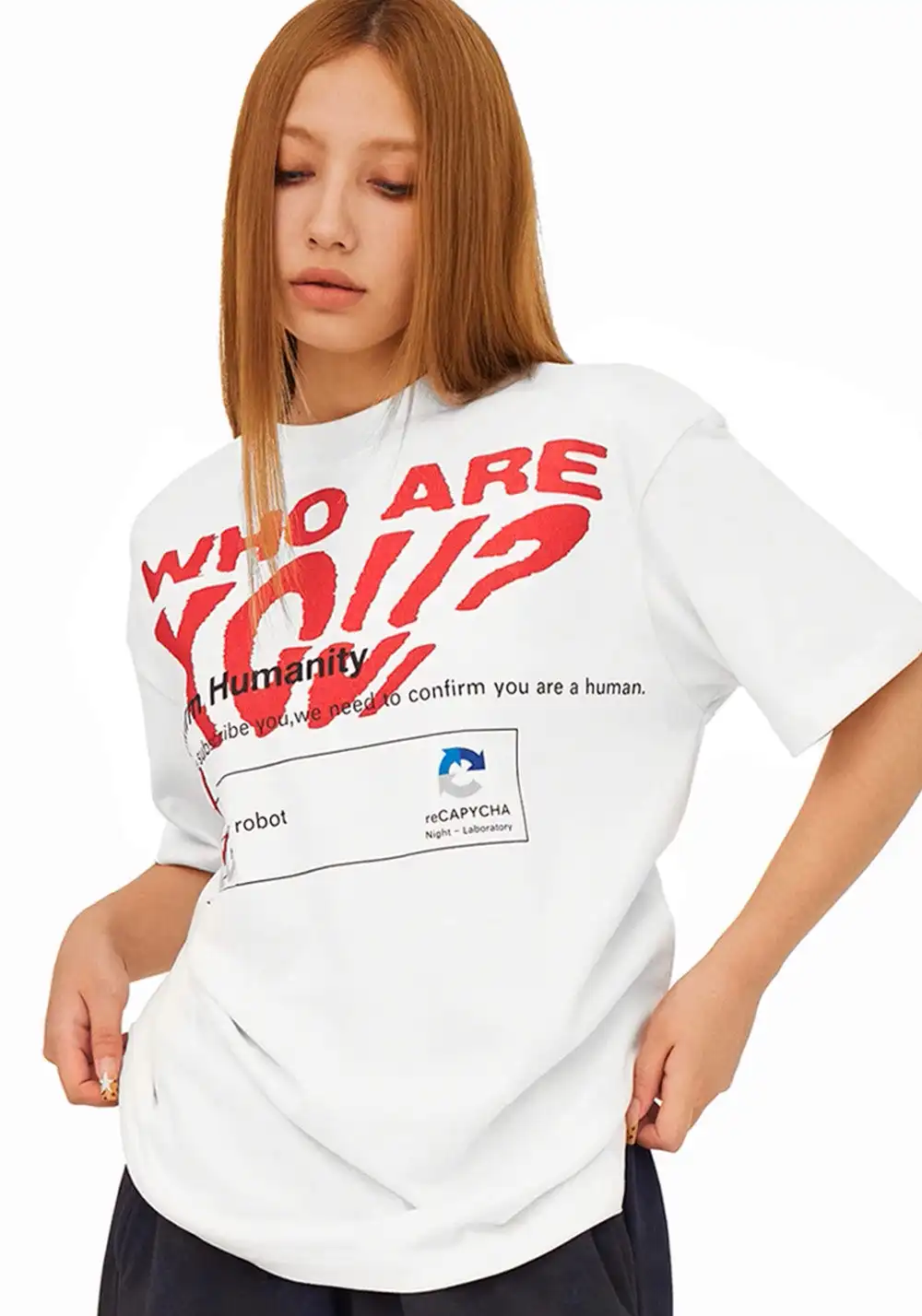 Night Lab 丨"Who R U Fuk Your Robotman" Human Verification T-Shirt.