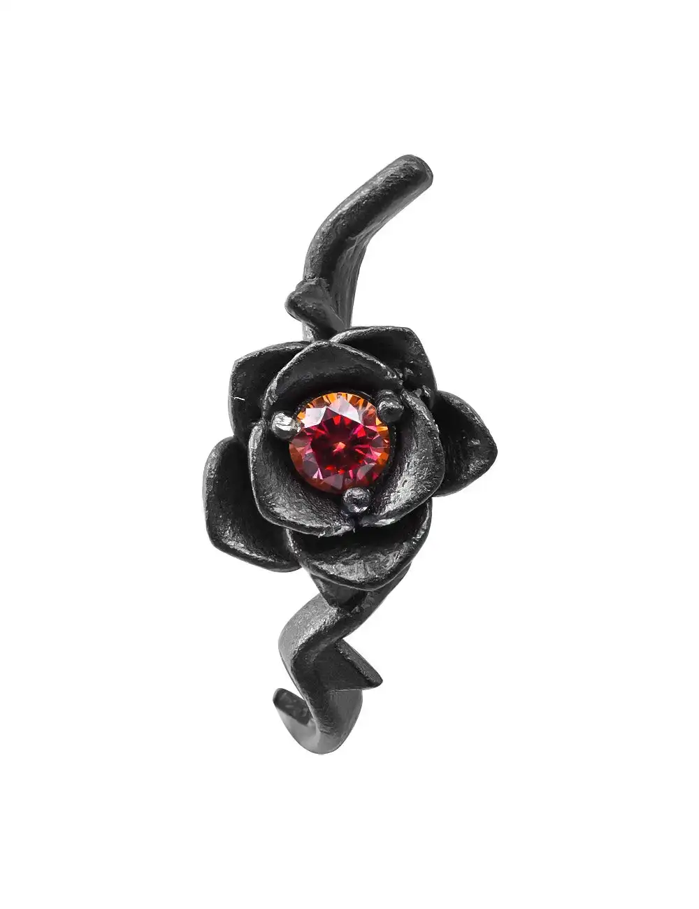 WIC Thorn Rose Red Moissanite Screw Ear Clips.
