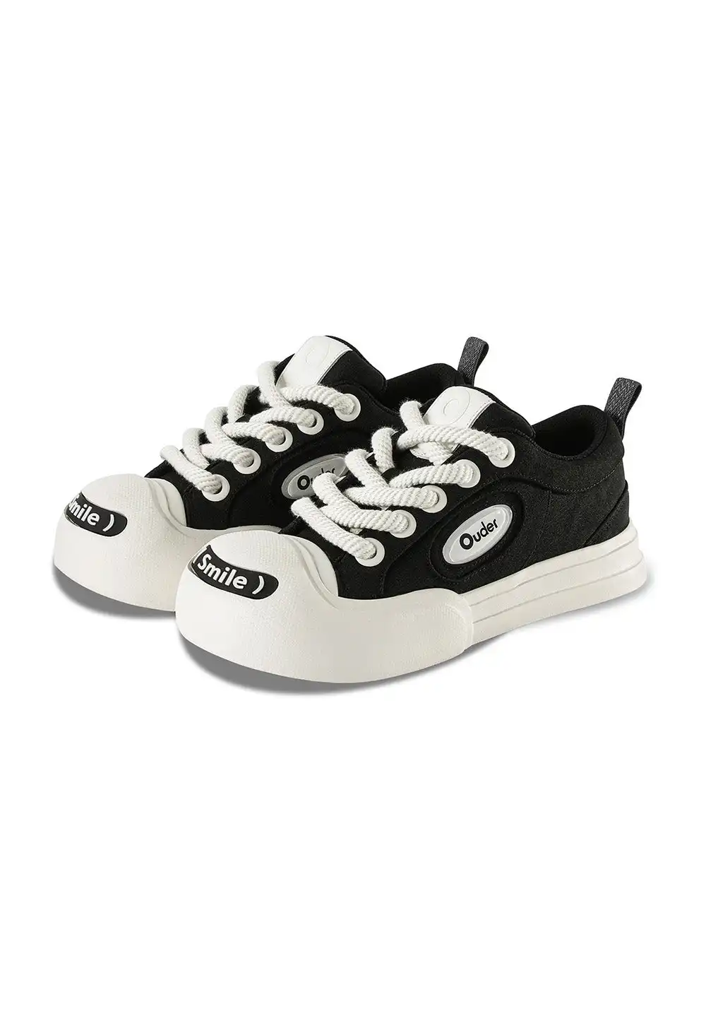 OUDER丨Open Smile Canvas Shoes-Black&White