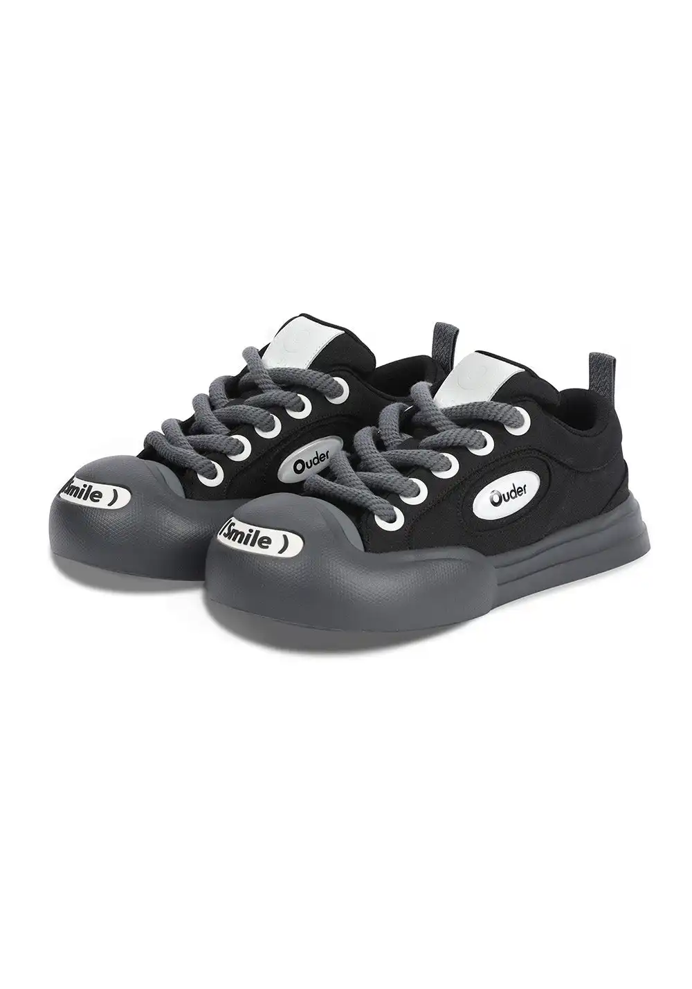 OUDER丨Smile Open Smile Big Head Canvas Shoes-Black