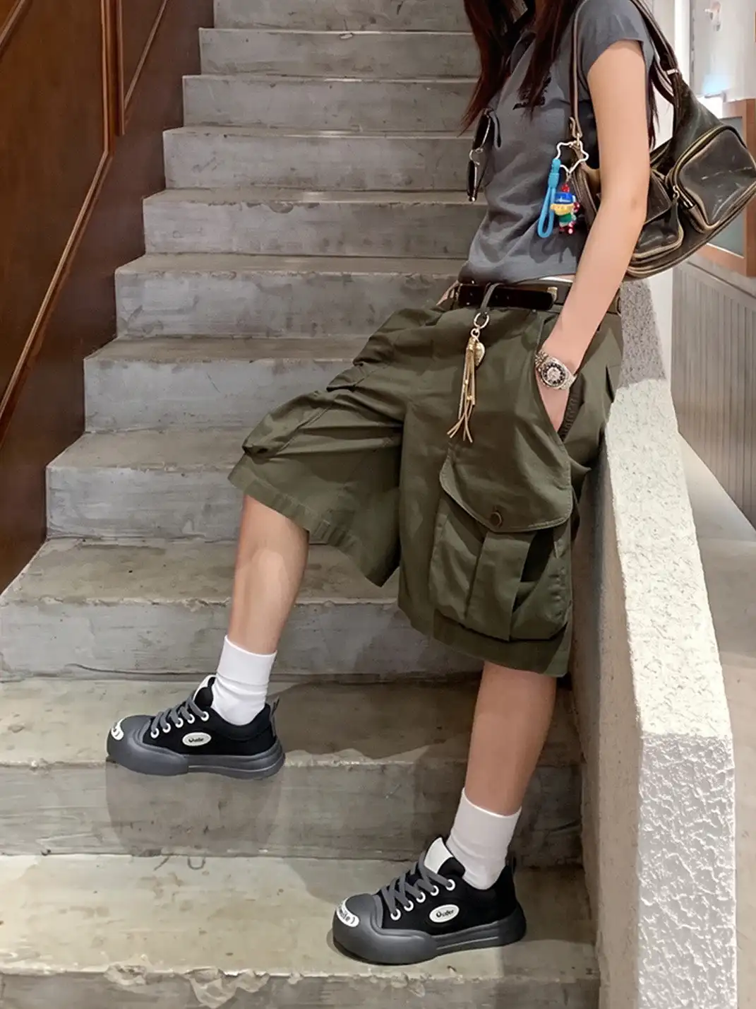OUDER丨Smile Open Smile Big Head Canvas Shoes-Black