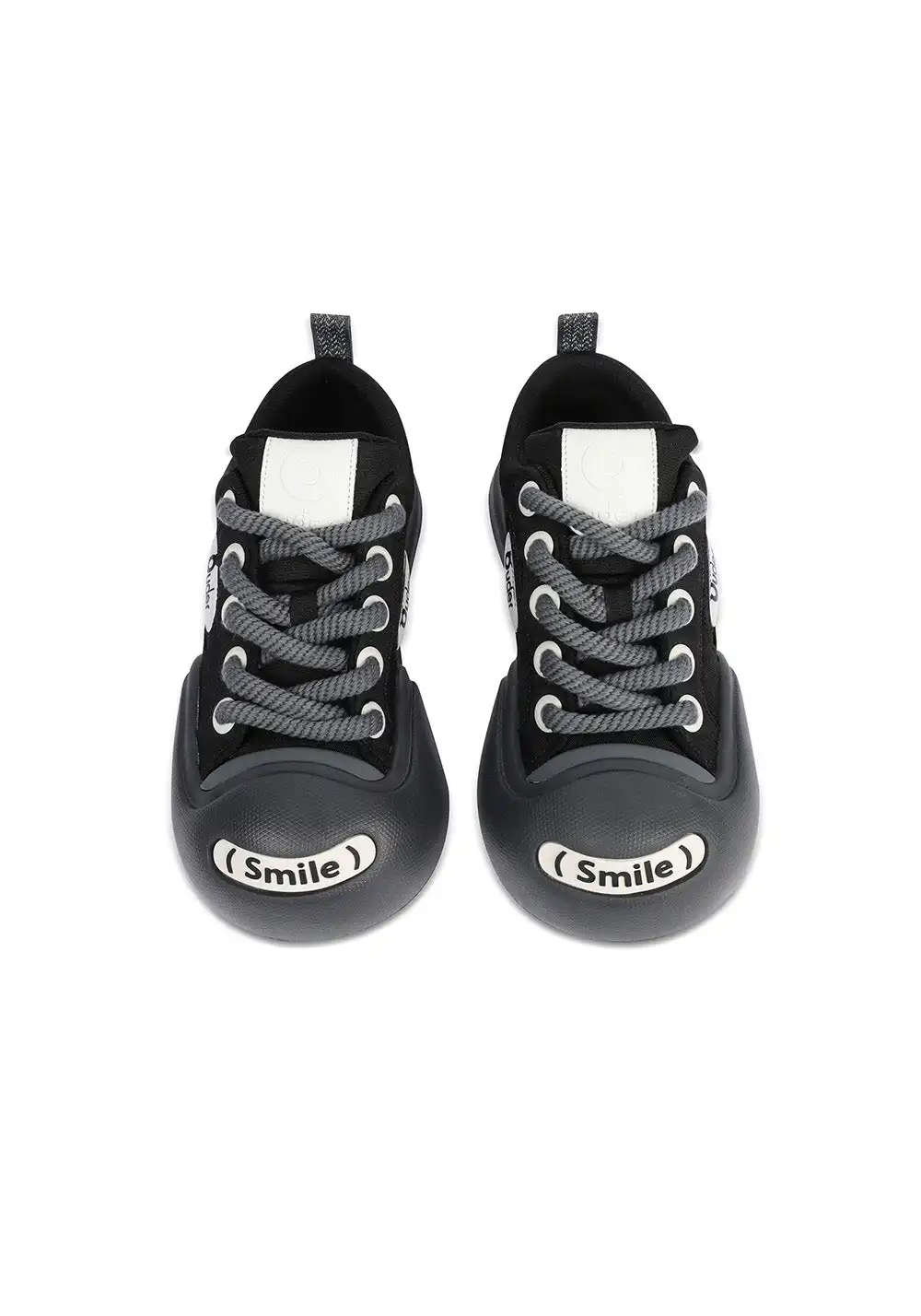 OUDER丨Smile Open Smile Big Head Canvas Shoes-Black