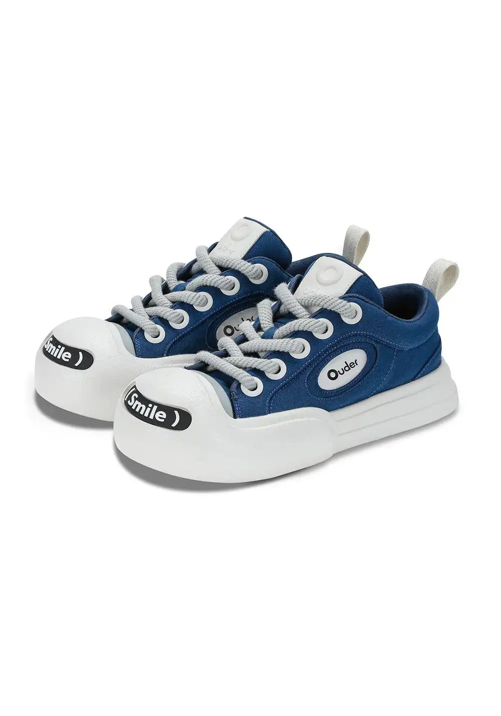 OUDER丨Smile Open Smile Big Head Canvas Shoes-Blue&White