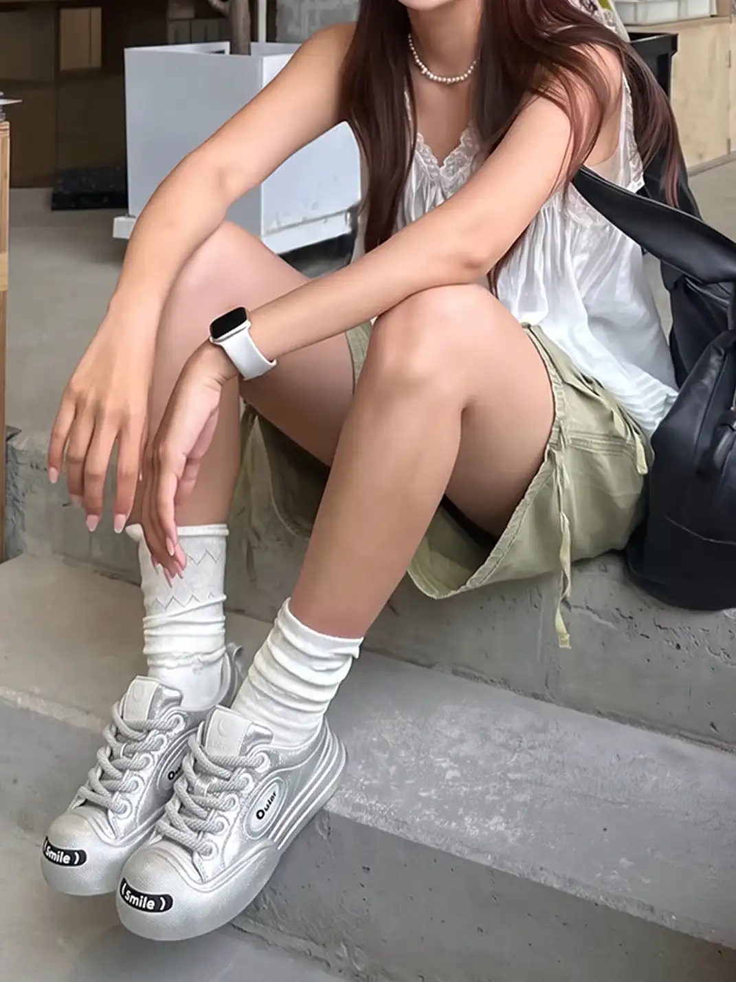 OUDER丨Smile Open Smile Big Head Canvas Shoes-Silver