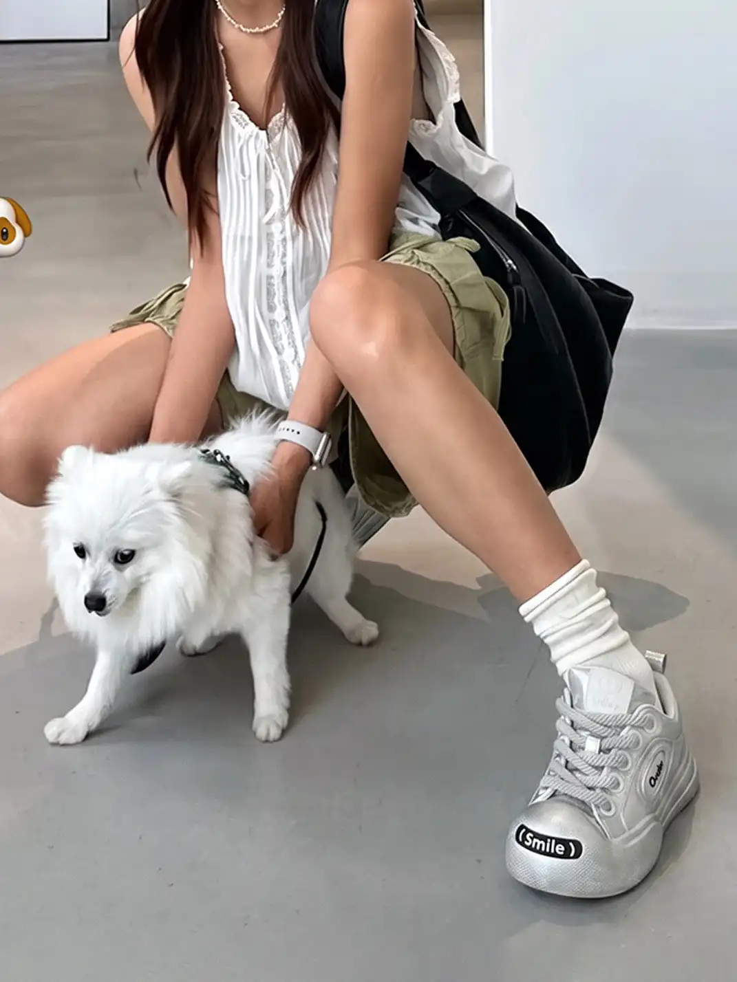 OUDER丨Smile Open Smile Big Head Canvas Shoes-Silver