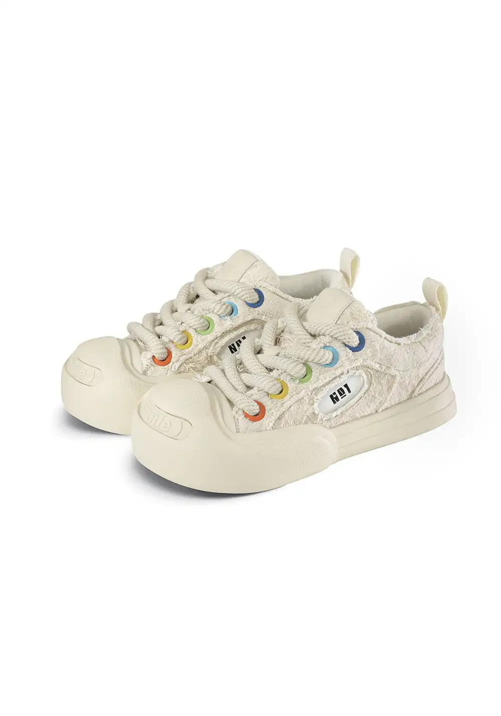 OUDER丨Ouder x Nanbowan Open Smile Canvas Shoes-White Camellia