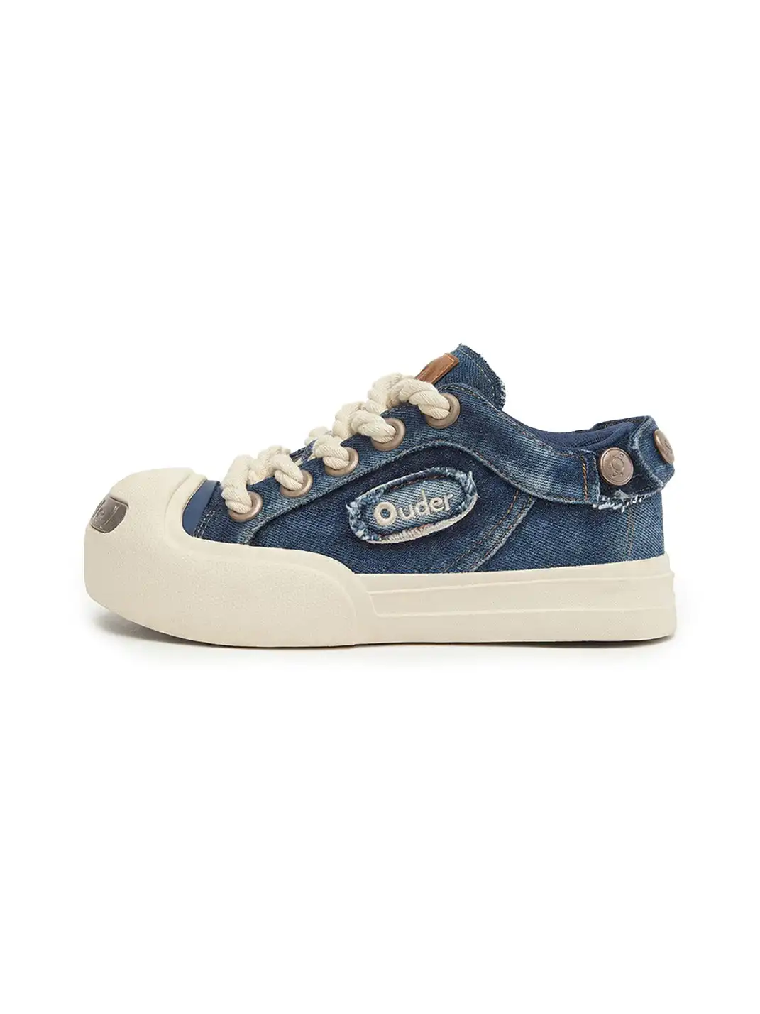 OUDER丨Smile Open Smile Big Head Canvas Shoes-Denim Blue