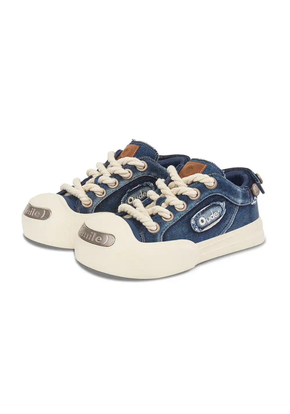 OUDER丨Smile Open Smile Big Head Canvas Shoes-Denim Blue