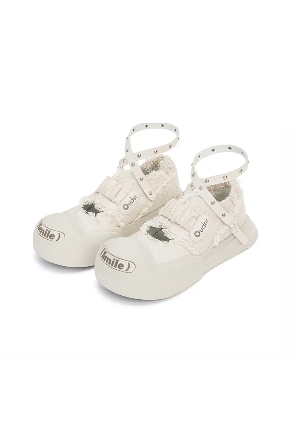 OUDER丨Smile Phantom Canvas Mary Jane Shoes-White