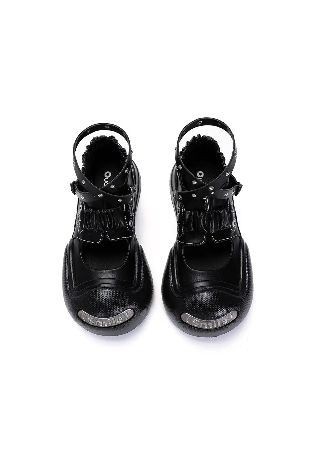 OUDER丨Smile Vampire Leather Mary Jane Shoes-Black