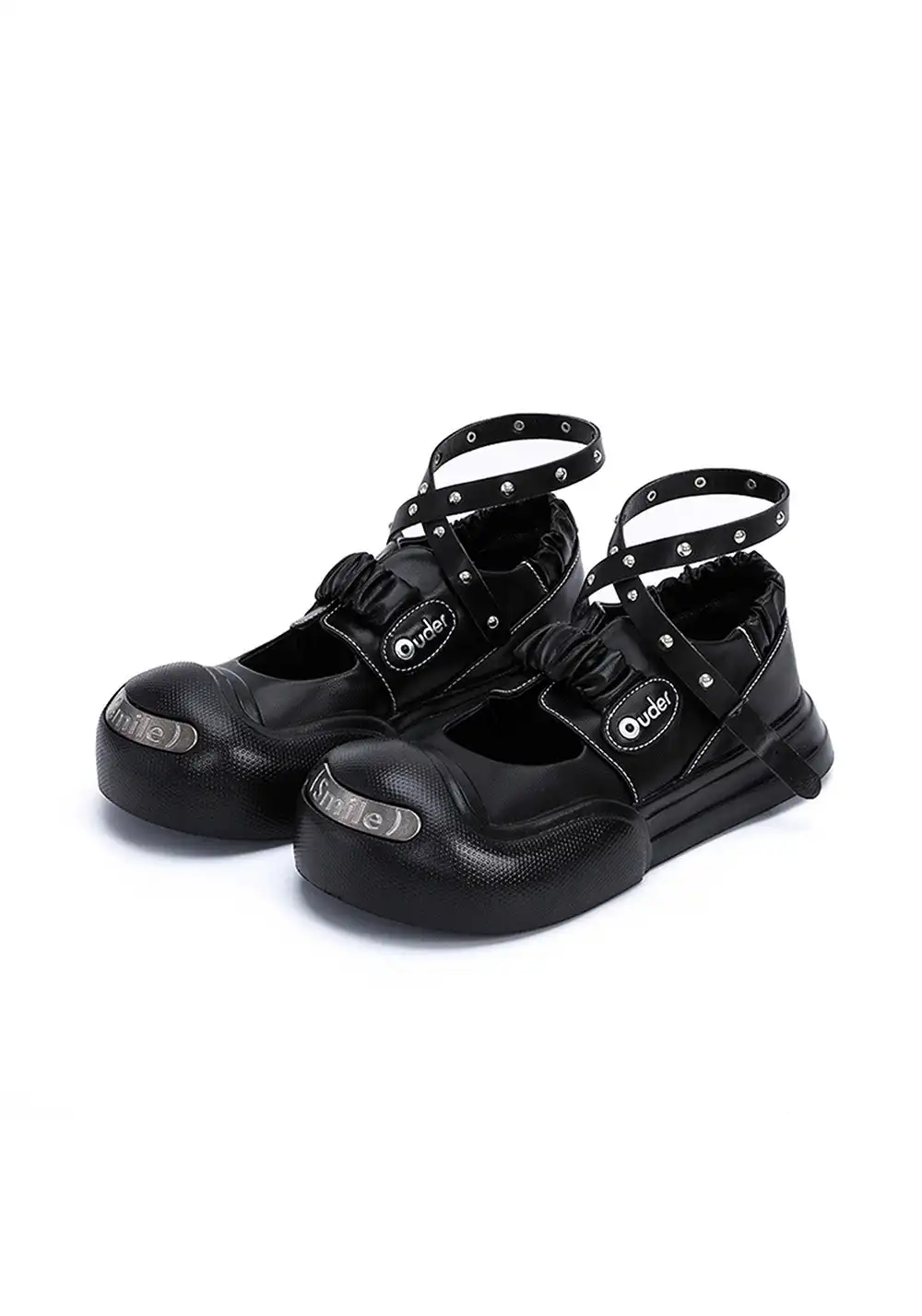 OUDER丨Smile Vampire Leather Mary Jane Shoes-Black