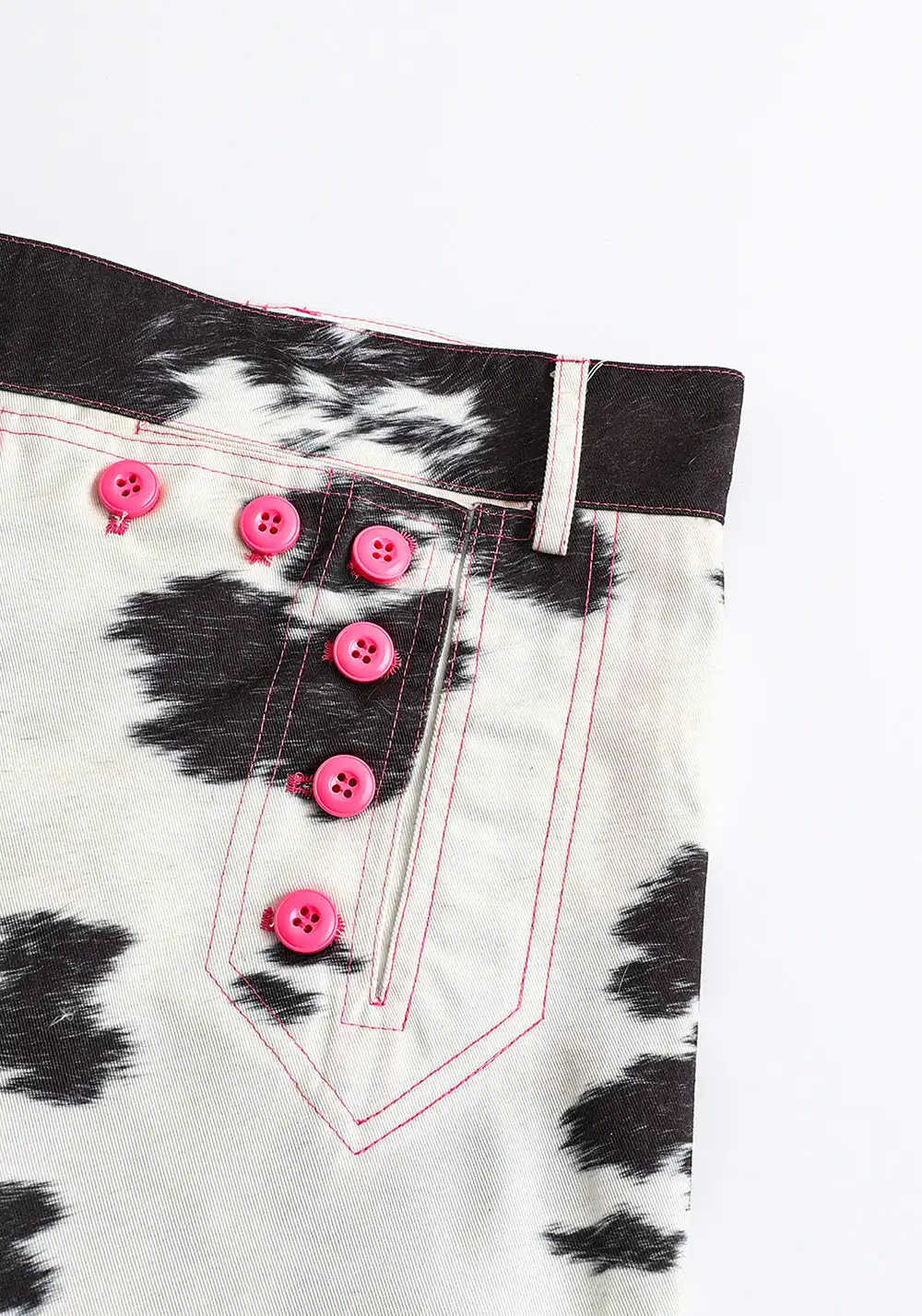 Rebuild of Twelve | Pink Button Cow Print Shorts