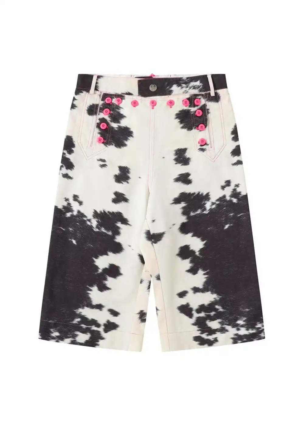 Rebuild of Twelve | Pink Button Cow Print Shorts