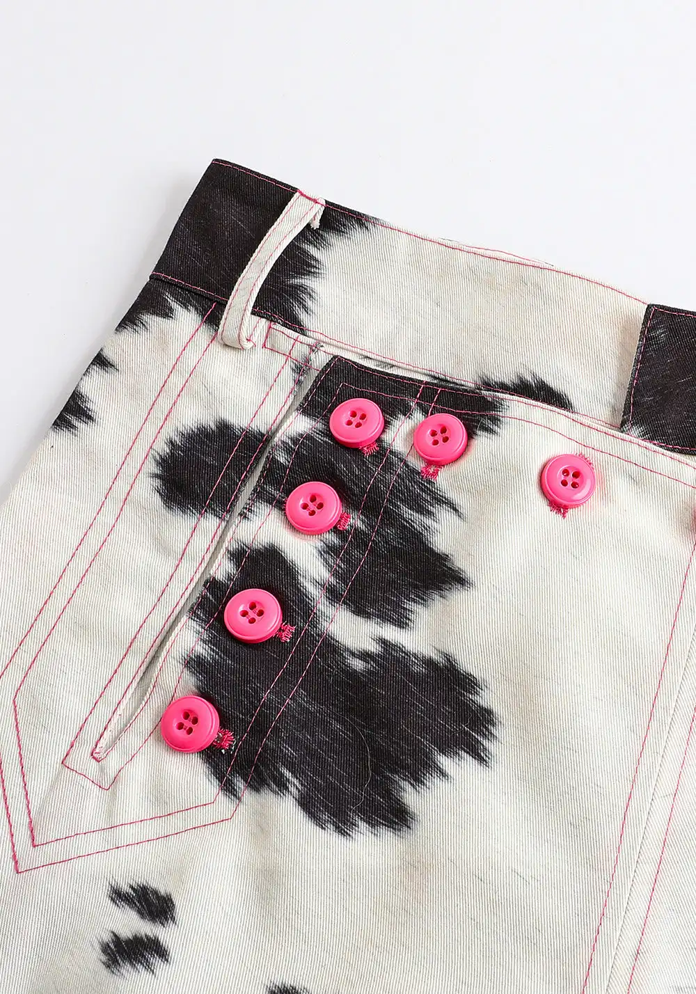 Rebuild of Twelve | Pink Button Cow Print Shorts