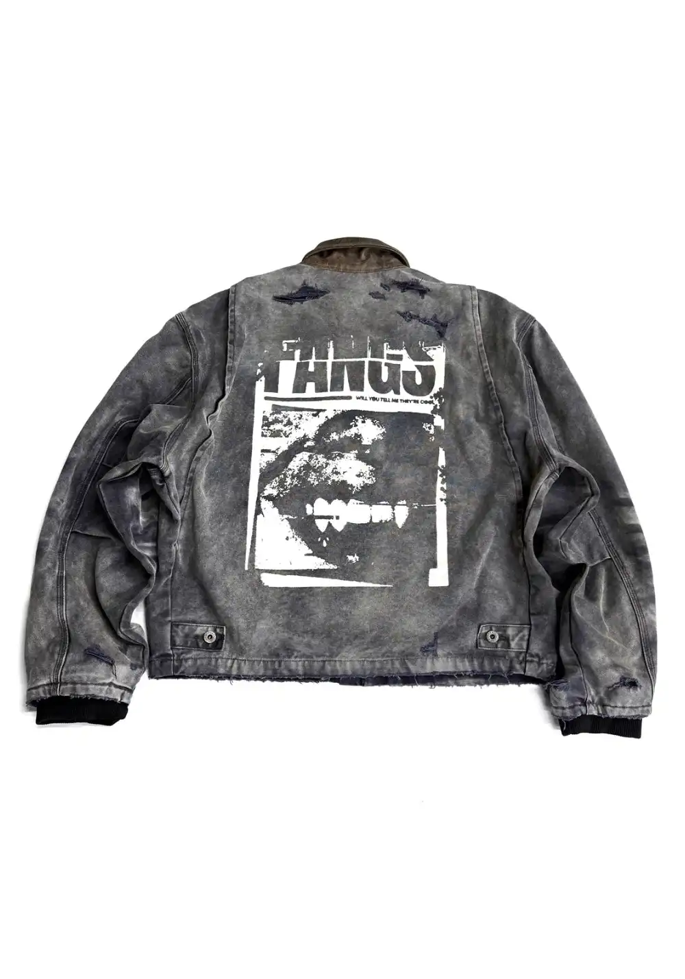 The Butchers Riot-J22 Distressed Canvas Jacket - Leather Trim