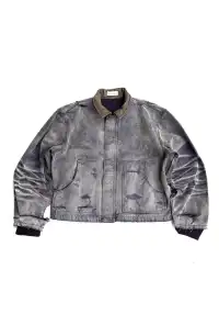 The Butchers Riot-J22 Distressed Canvas Jacket - Leather Trim