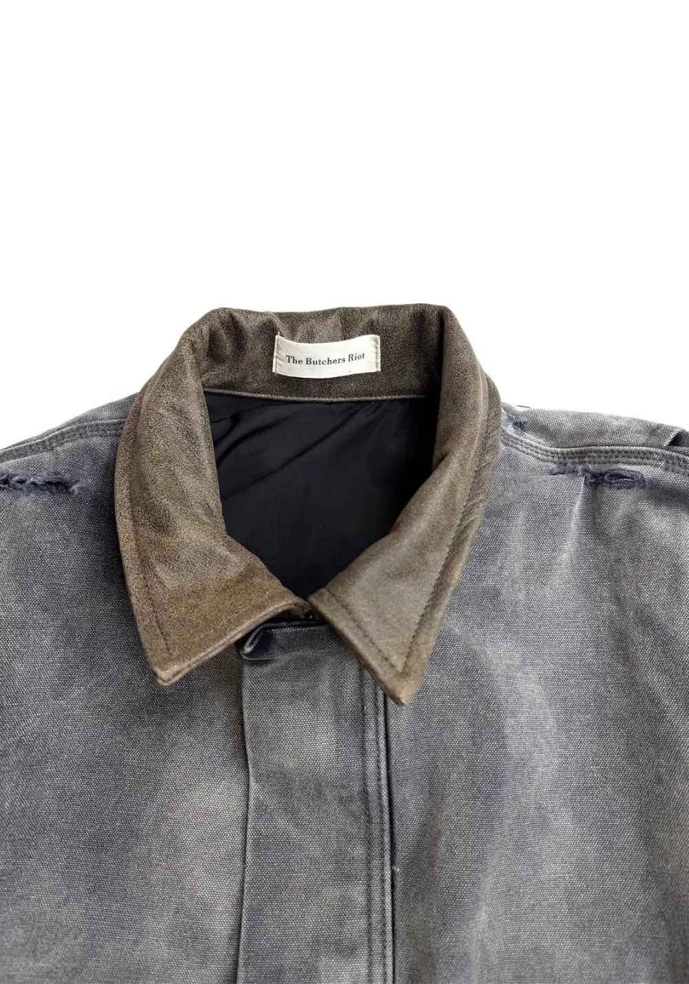 The Butchers Riot-J22 Distressed Canvas Jacket - Leather Trim