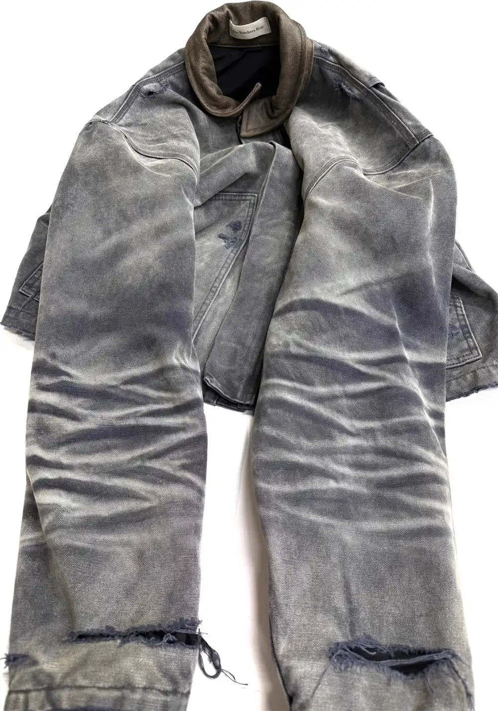 The Butchers Riot-J22 Distressed Canvas Jacket - Leather Trim