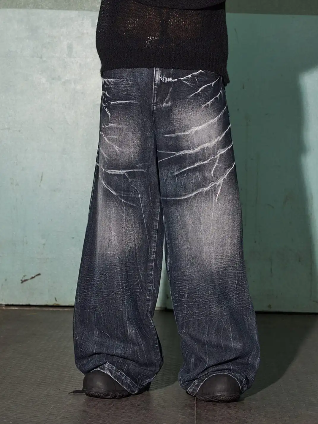 DND4DES丨Black Lightning Pattern Denim Jeans