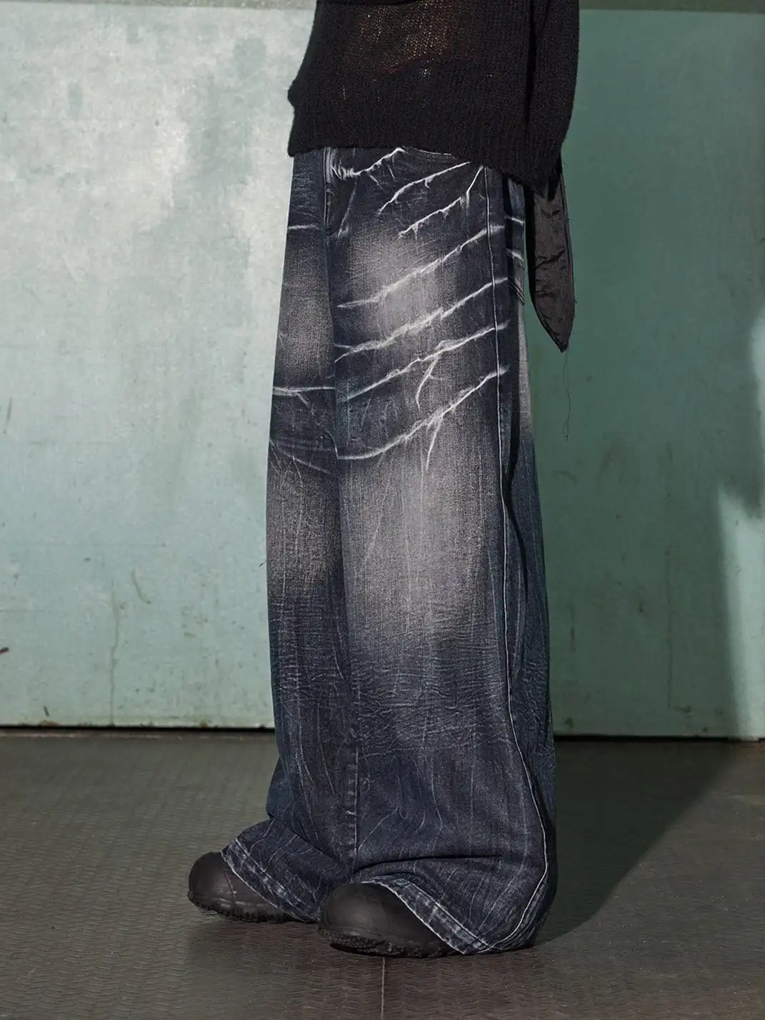 DND4DES丨Black Lightning Pattern Denim Jeans