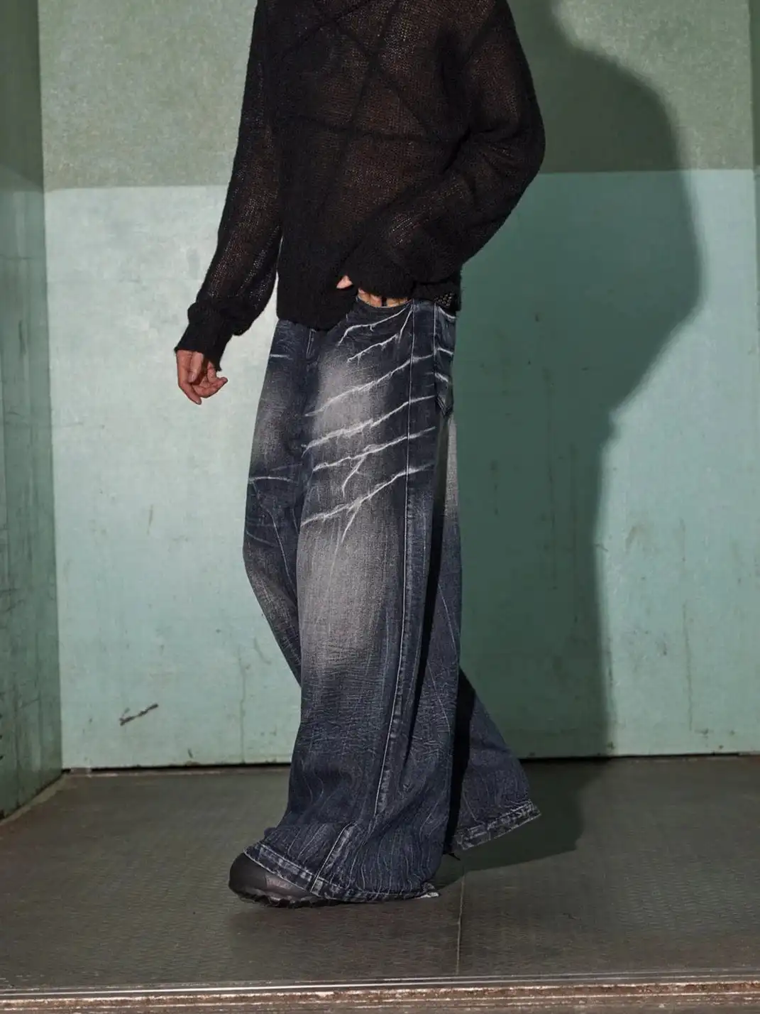 DND4DES丨Black Lightning Pattern Denim Jeans