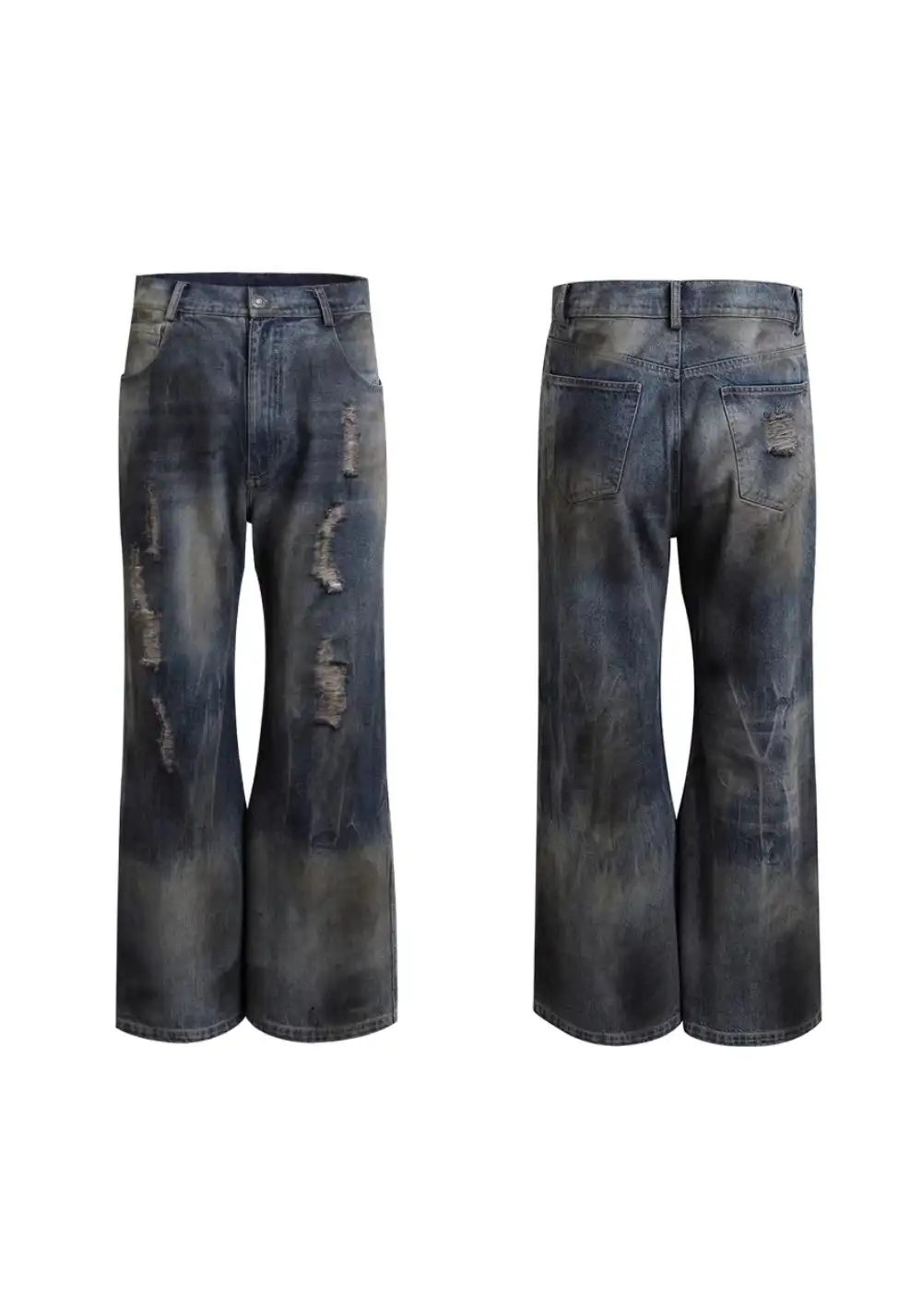 DND4DES丨Mud-Dyed Ripped Denim Jeans – Blue
