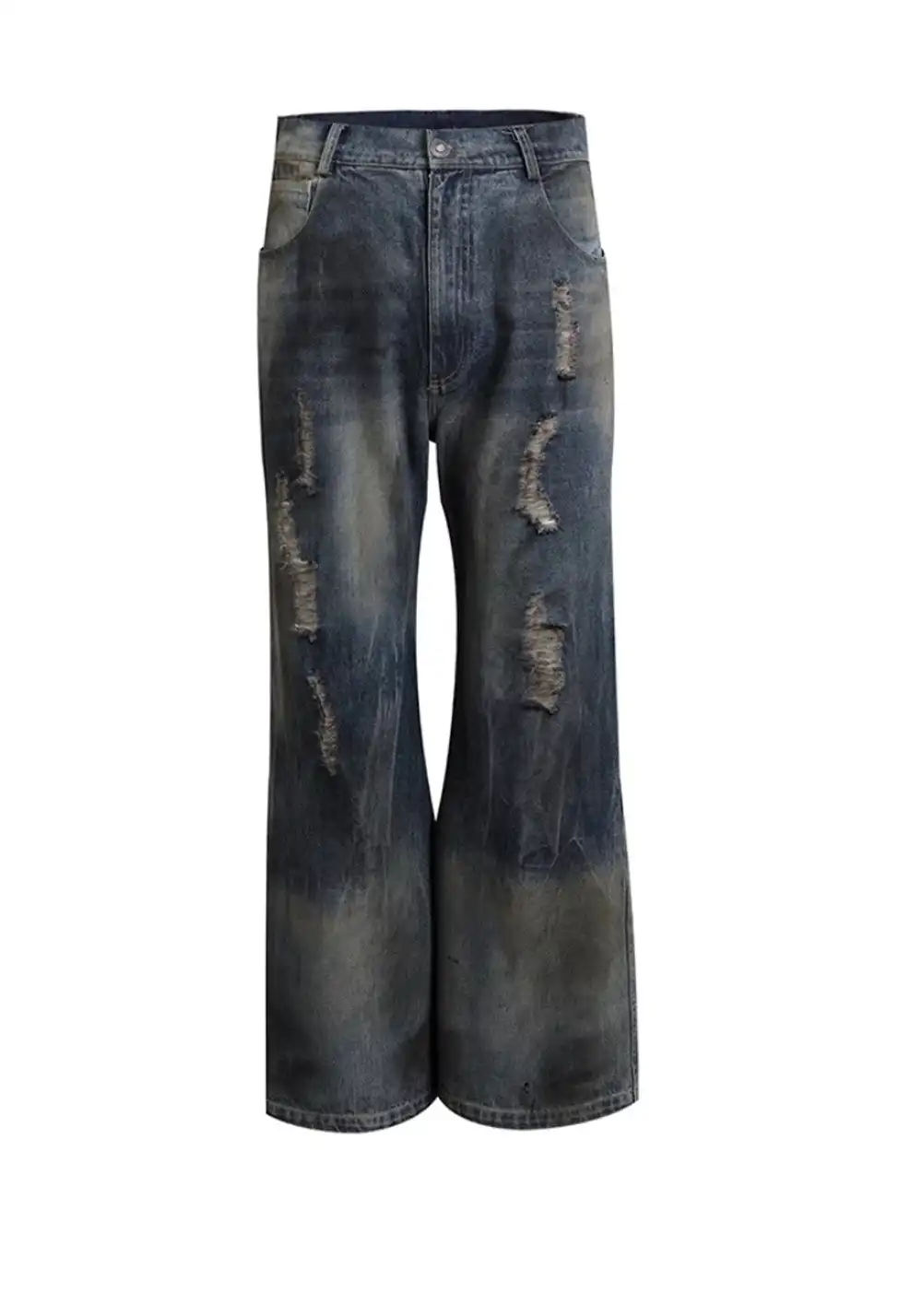 DND4DES丨Mud-Dyed Ripped Denim Jeans – Blue