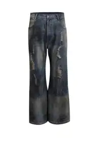DND4DES丨Mud-Dyed Ripped Denim Jeans – Blue