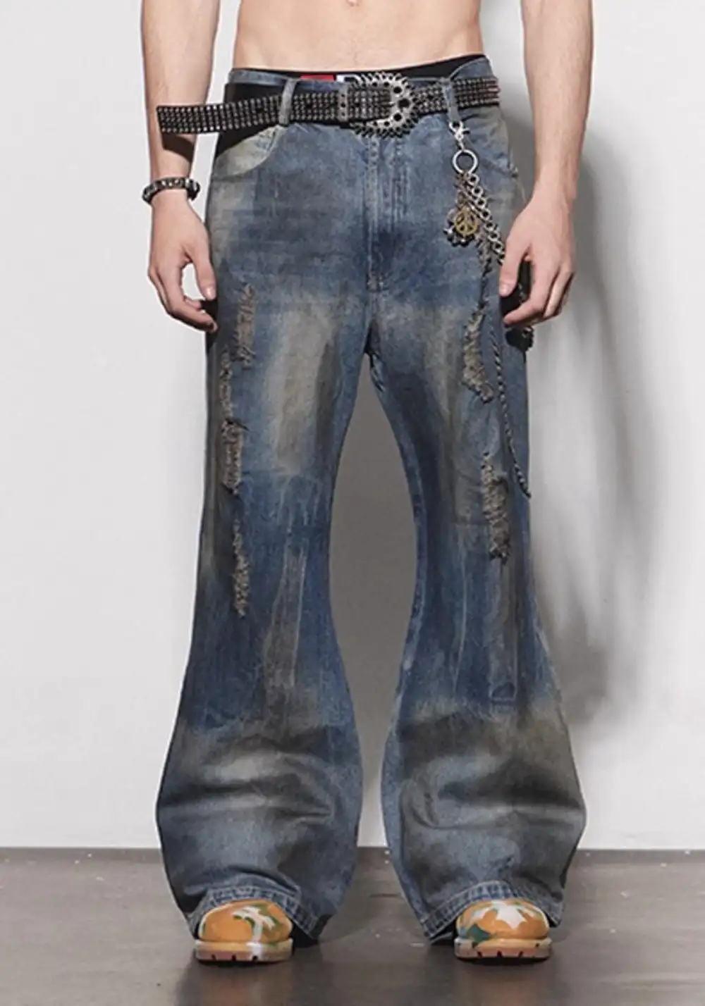 DND4DES丨Mud-Dyed Ripped Denim Jeans – Blue