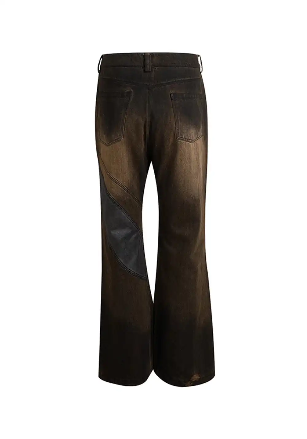 DND4DES丨Faux Leather Knee-Patch Denim Jeans