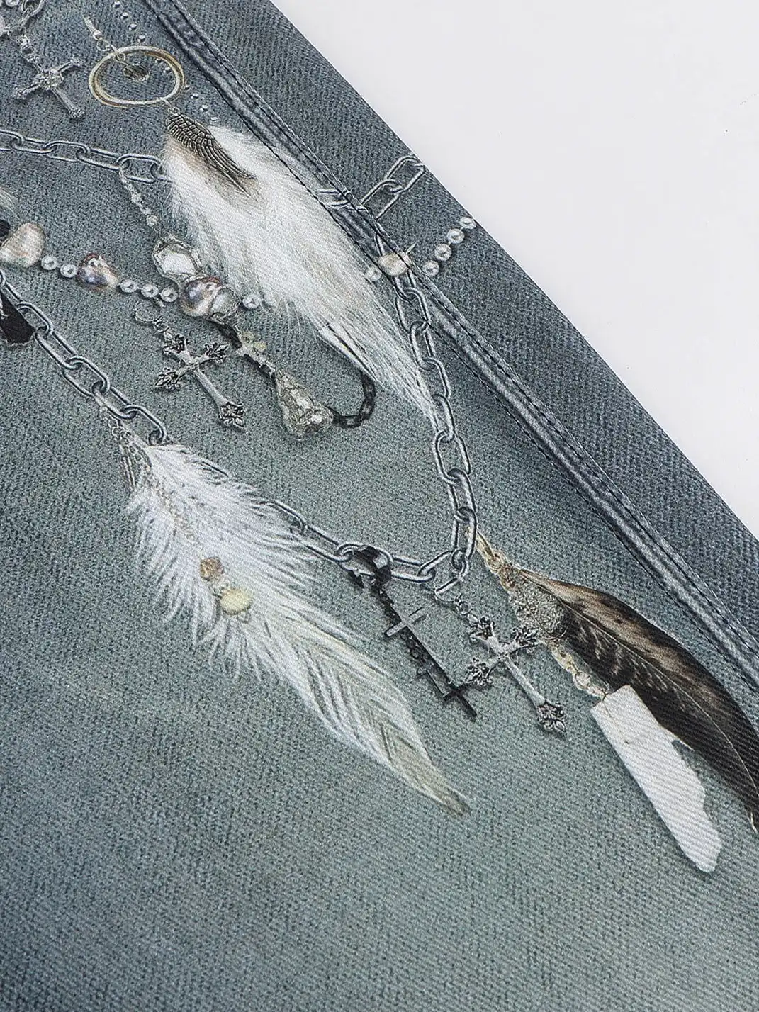 DND4DES丨All-Over Pearl Chain Denim Jeans