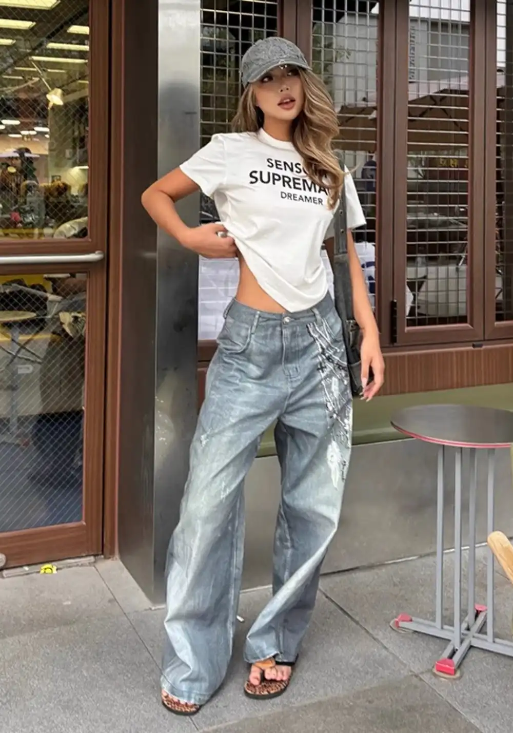 DND4DES丨All-Over Pearl Chain Denim Jeans