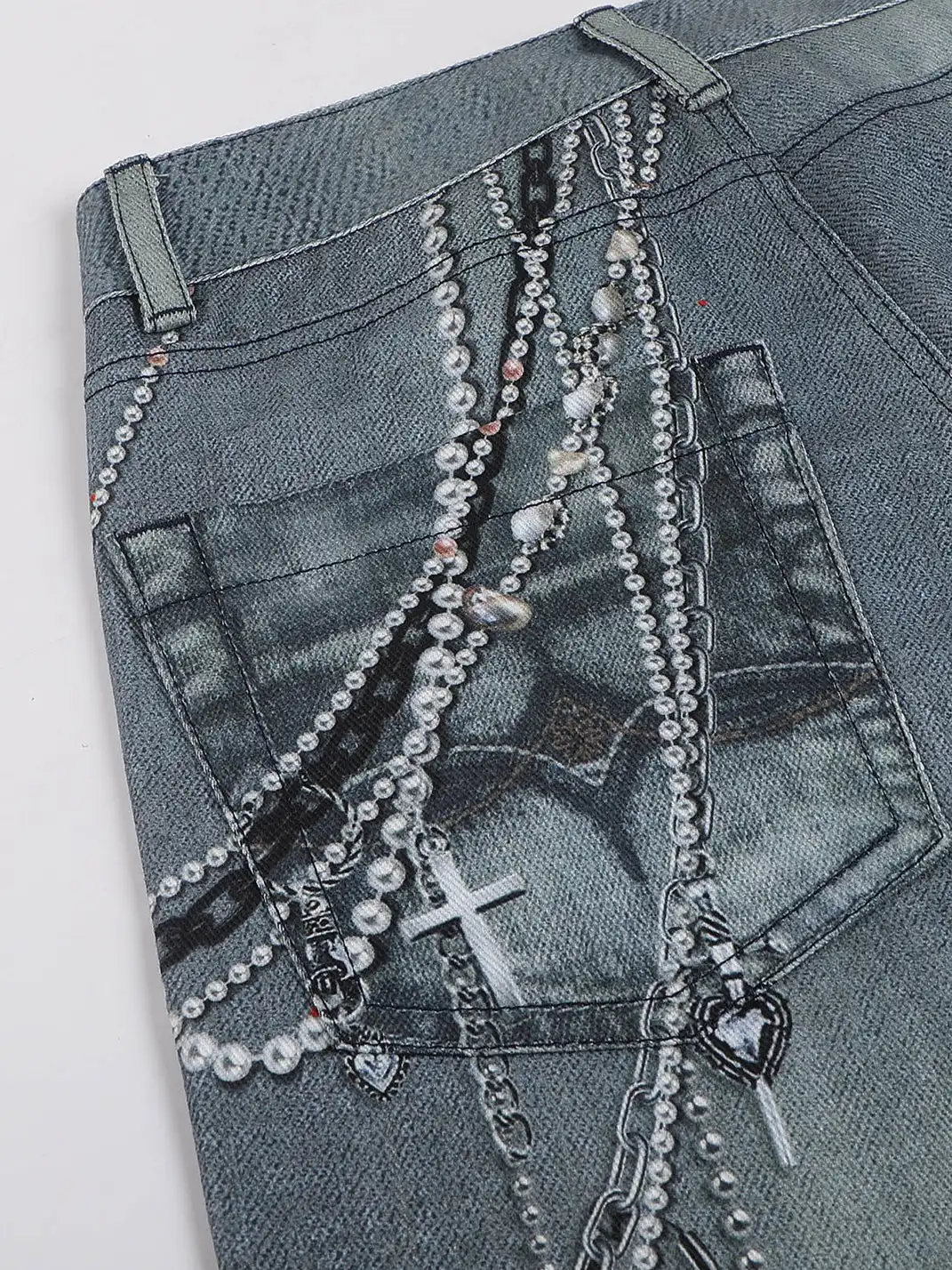 DND4DES丨All-Over Pearl Chain Denim Jeans
