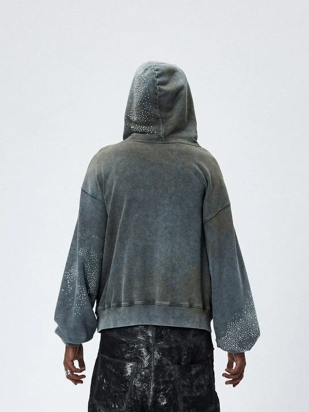 DND4DES丨Colorful Rhinestone Washed Distressed Hoodie